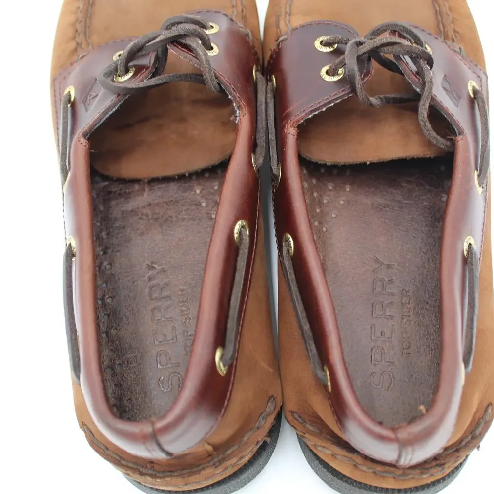 Sperry Top Sider Boat Shoes Mens Size 11 Brown Leather 2 Eye Classic Preppy